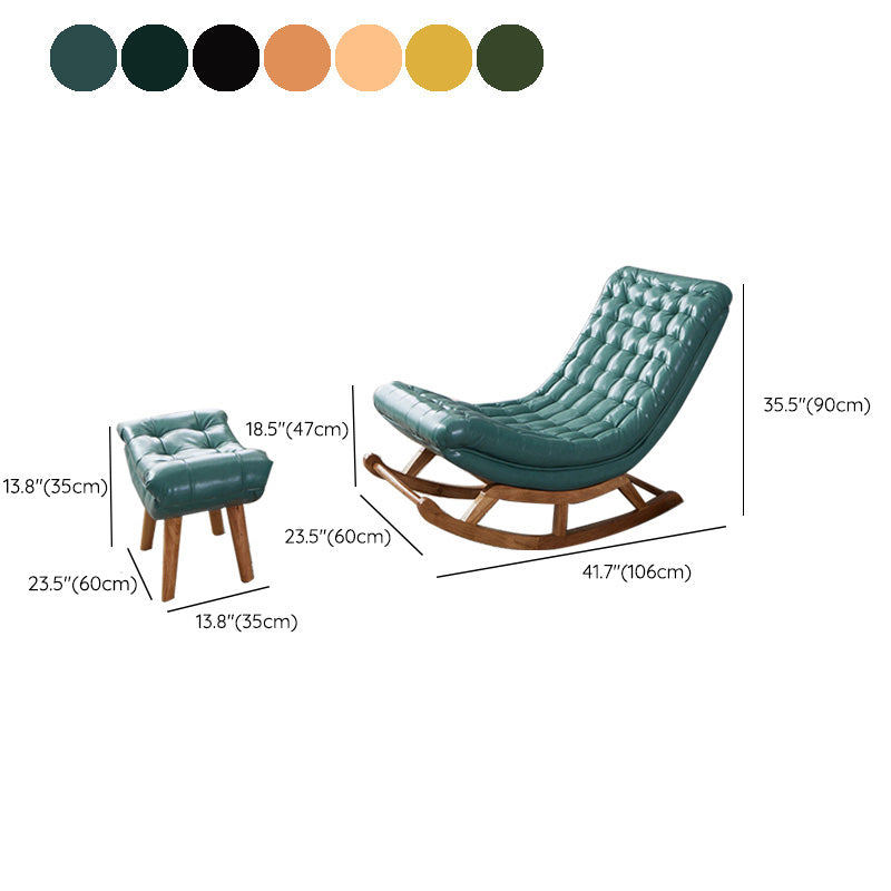 Modern Faux Leather Rocking Chair Tufted Cushions Chair with Pillow