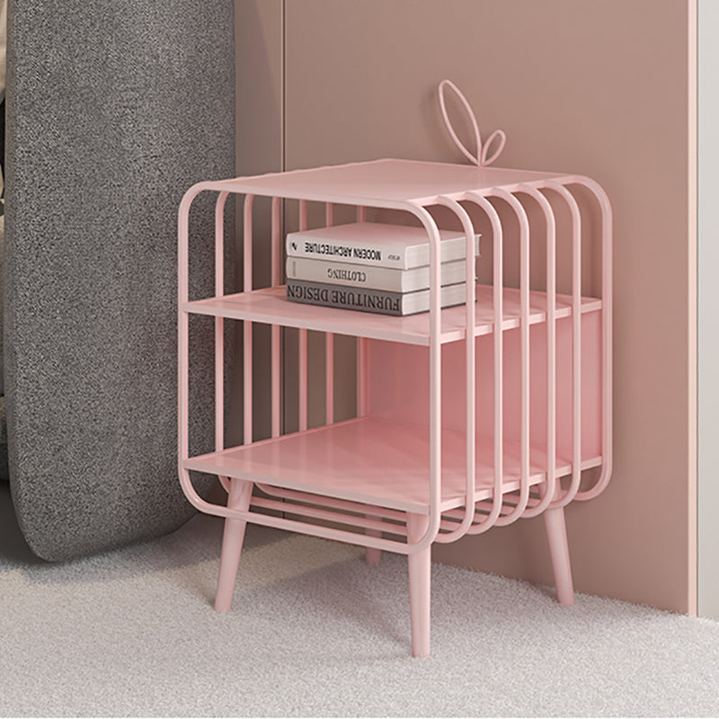 2 Shelves Metal Nightstand Contemporary Open Storage Night Table ,24.8" Tall