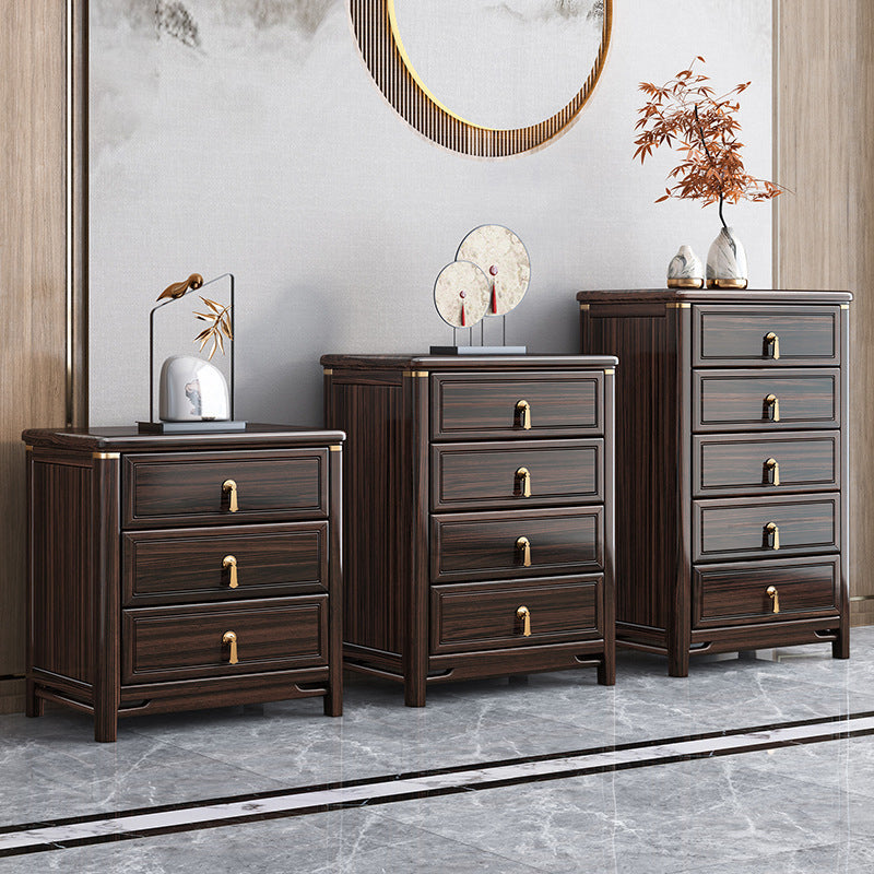 Glam Solid Wood Storage Chest Home Chest in Brown with Drawers