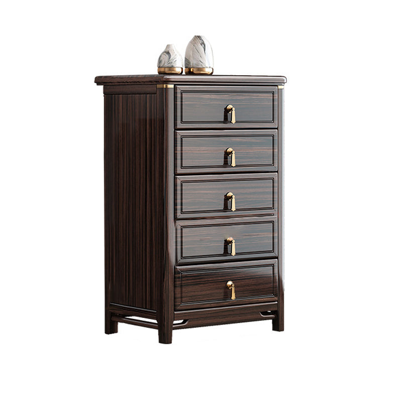 Glam Solid Wood Storage Chest Home Chest in Brown with Drawers