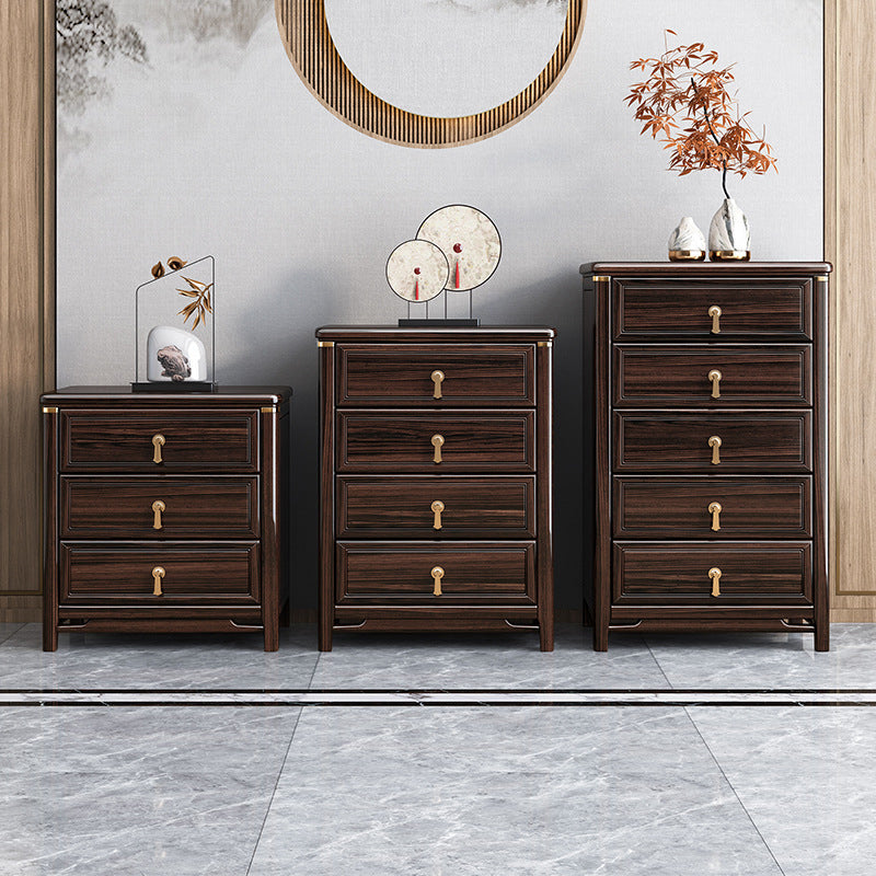 Glam Solid Wood Storage Chest Home Chest in Brown with Drawers