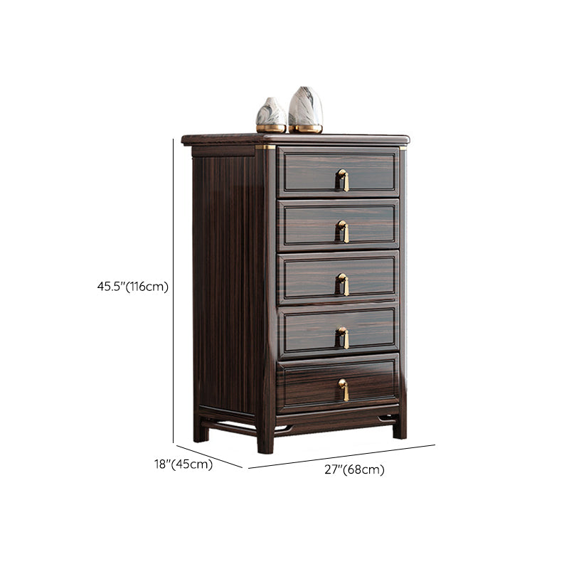 Glam Solid Wood Storage Chest Home Chest in Brown with Drawers