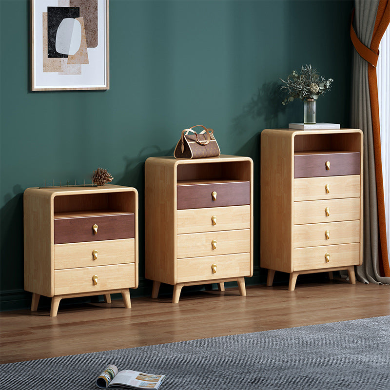 Glam Solid Wood Storage Chest Home Vertical Chest with Drawers