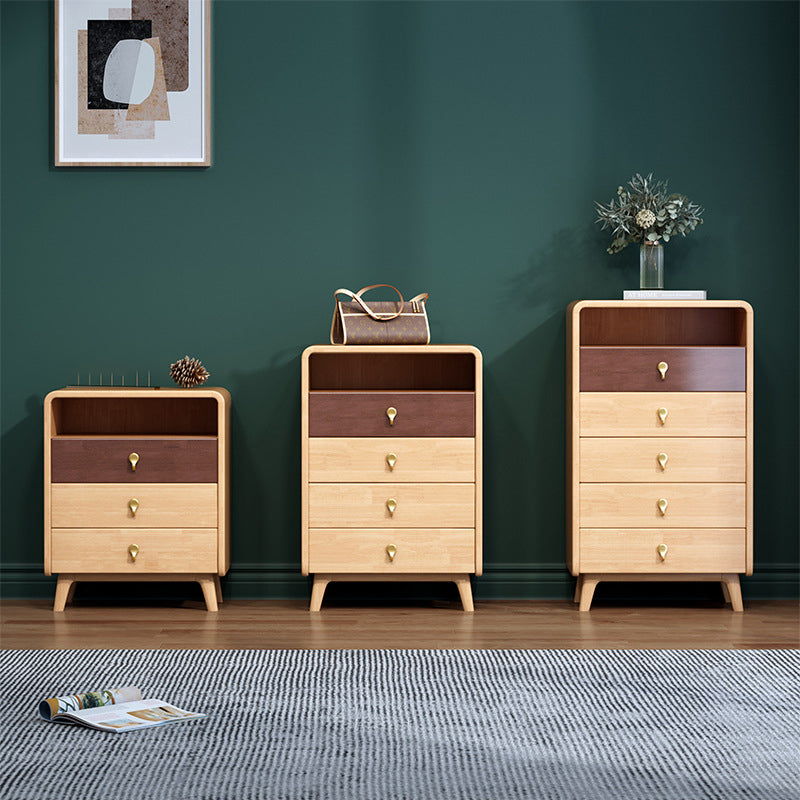 Glam Solid Wood Storage Chest Home Vertical Chest with Drawers