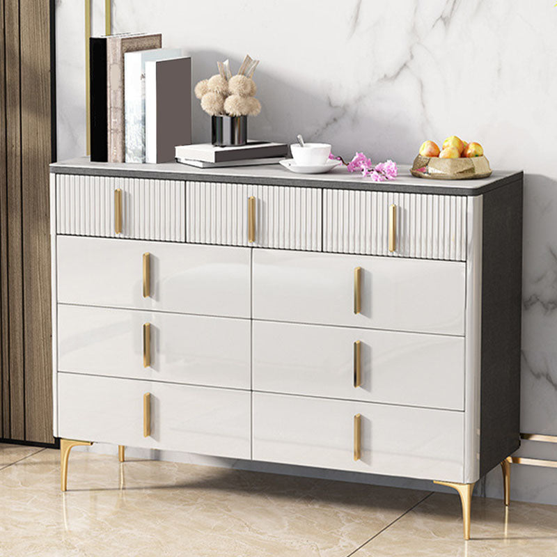 Stone Glam Storage Chest Bedroom White Chest with Metal Legs