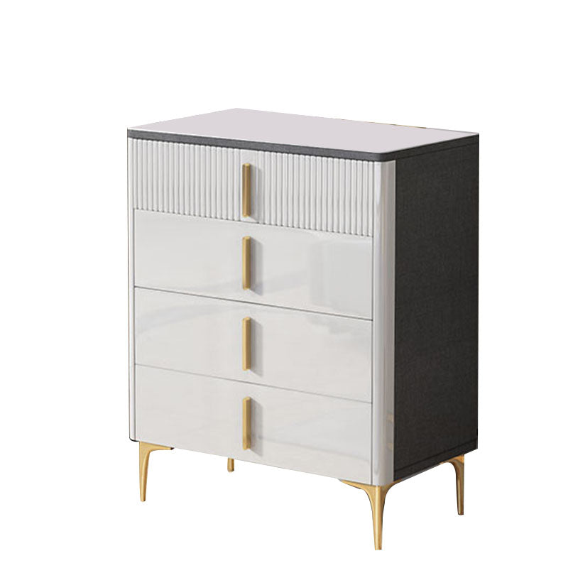 Stone Glam Storage Chest Bedroom White Chest with Metal Legs