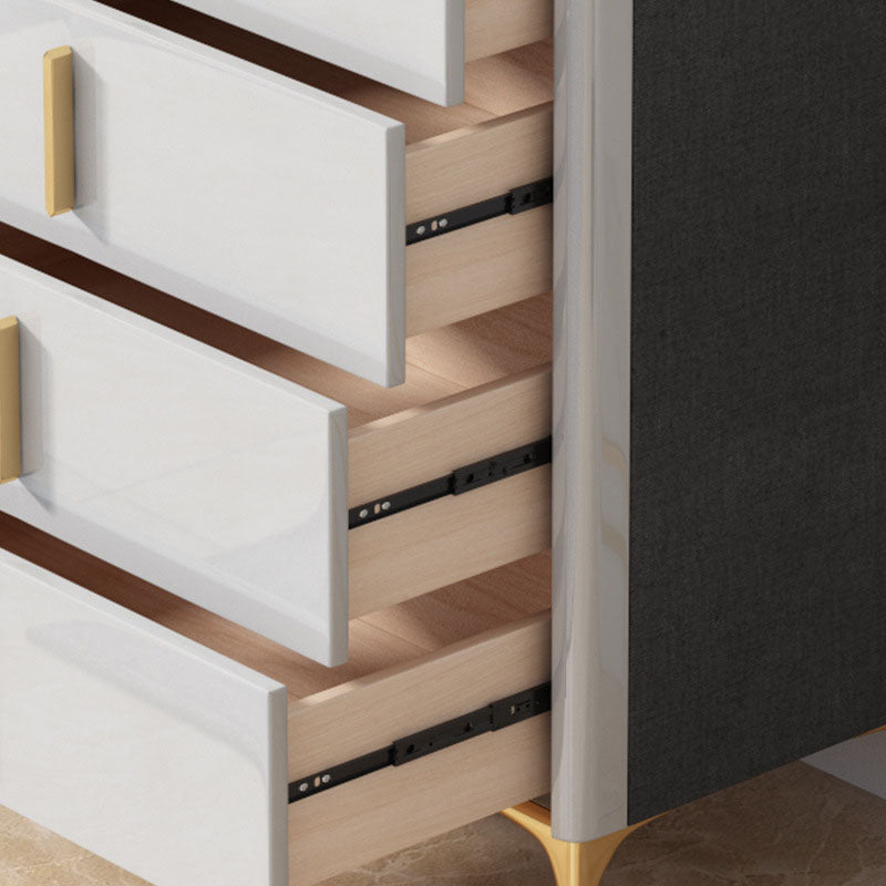 Stone Glam Storage Chest Bedroom White Chest with Metal Legs