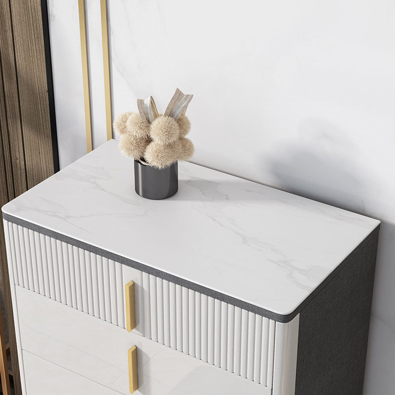 Stone Glam Storage Chest Bedroom White Chest with Metal Legs
