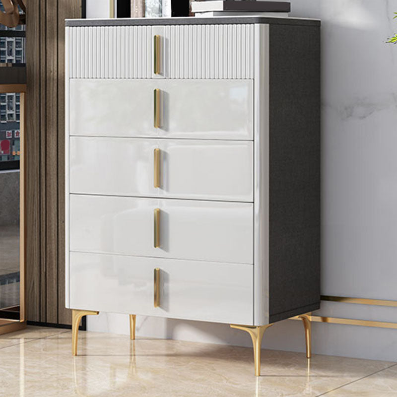 Stone Glam Storage Chest Bedroom White Chest with Metal Legs