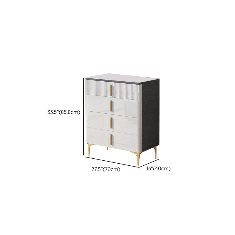 Stone Glam Storage Chest Bedroom White Chest with Metal Legs