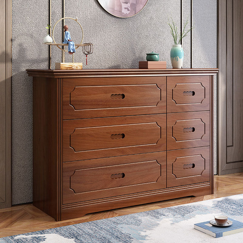 Rubber Wood Contemporary Storage Chest Bedroom Chest in Brown with Drawers