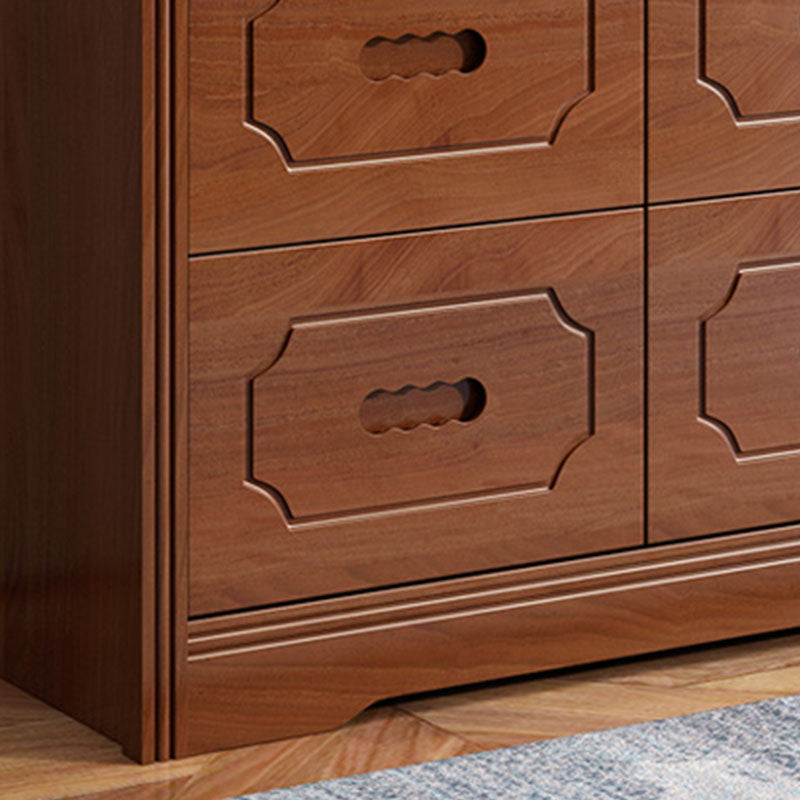 Rubber Wood Contemporary Storage Chest Bedroom Chest in Brown with Drawers