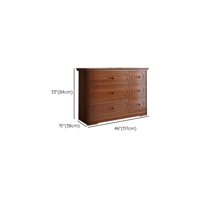 Rubber Wood Contemporary Storage Chest Bedroom Chest in Brown with Drawers