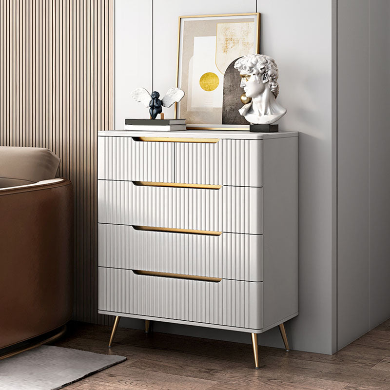 Glam Vertical Stone Storage Chest Bedroom White Chest with Drawers