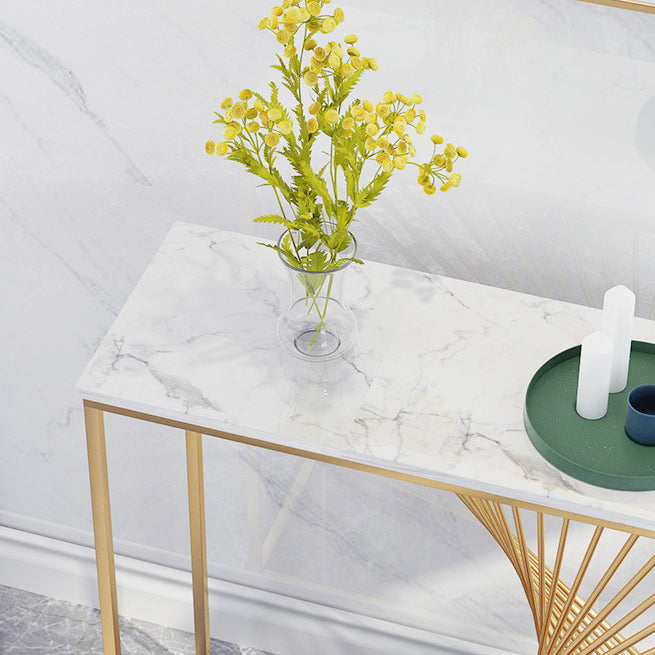 Marble Glam Console Table 31.5" Tall Rectangle Accent Table for Hall