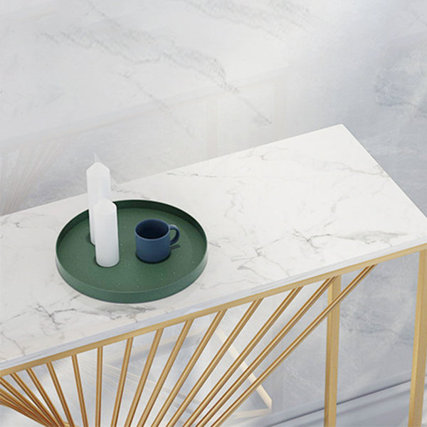 Marble Glam Console Table 31.5" Tall Rectangle Accent Table for Hall