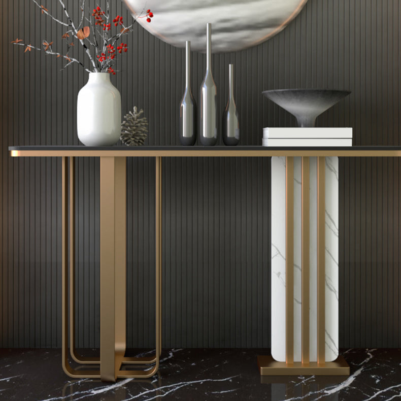 Glam Rectangle Accent Table 31.5-inch Tall Stone Console Table
