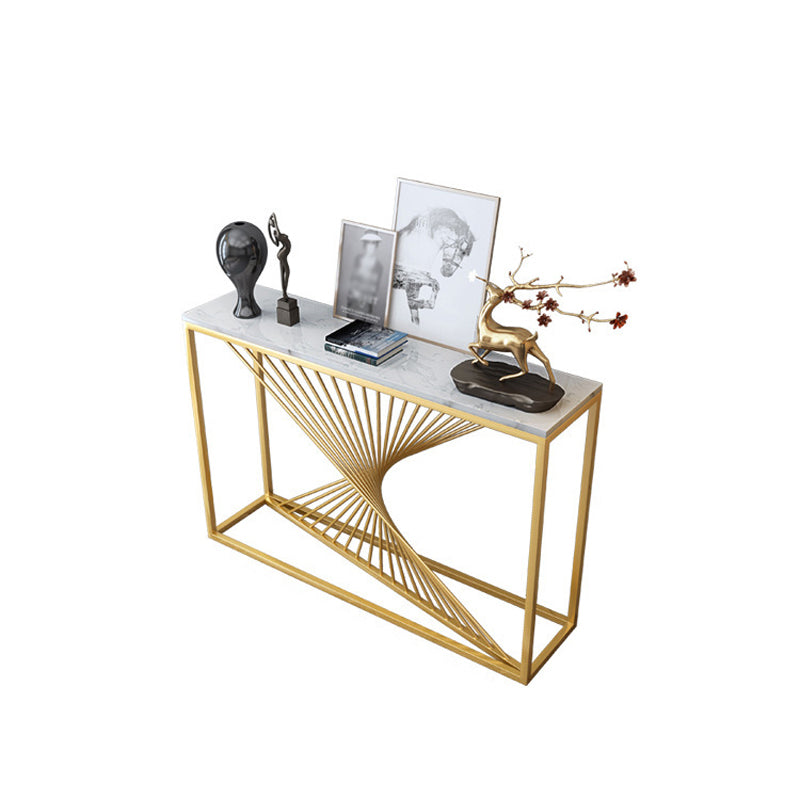 Marble Rectangle Console Table 1-shelf 31.5" Tall Accent Table