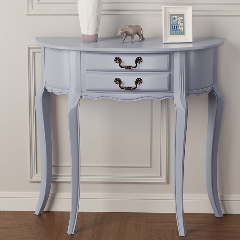 35.43" Tall 2-drawer Console Table Solid Wood Half Moon End Table for Hall