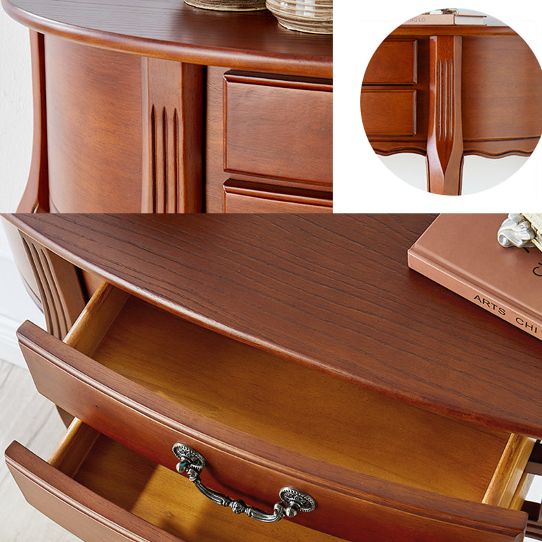 35.43" Tall 2-drawer Console Table Solid Wood Half Moon End Table for Hall