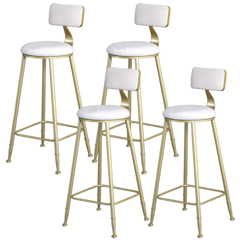 Glam Armless Backrest Counter Stool Iron Bar Stool with Velvet Cushion and Pedal for Cafe