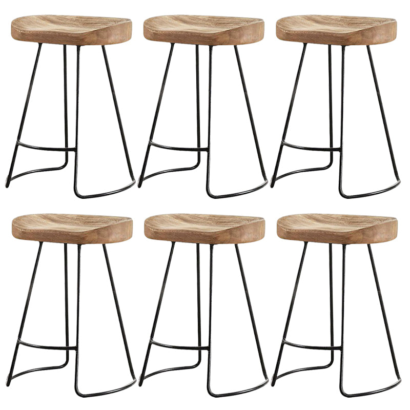 Contemporary Wooden Counter Height Stools Metal Base Bar Stool
