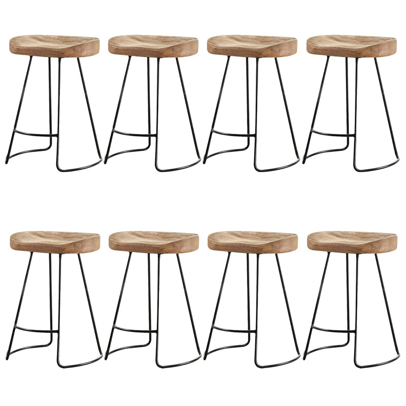 Contemporary Wooden Counter Height Stools Metal Base Bar Stool