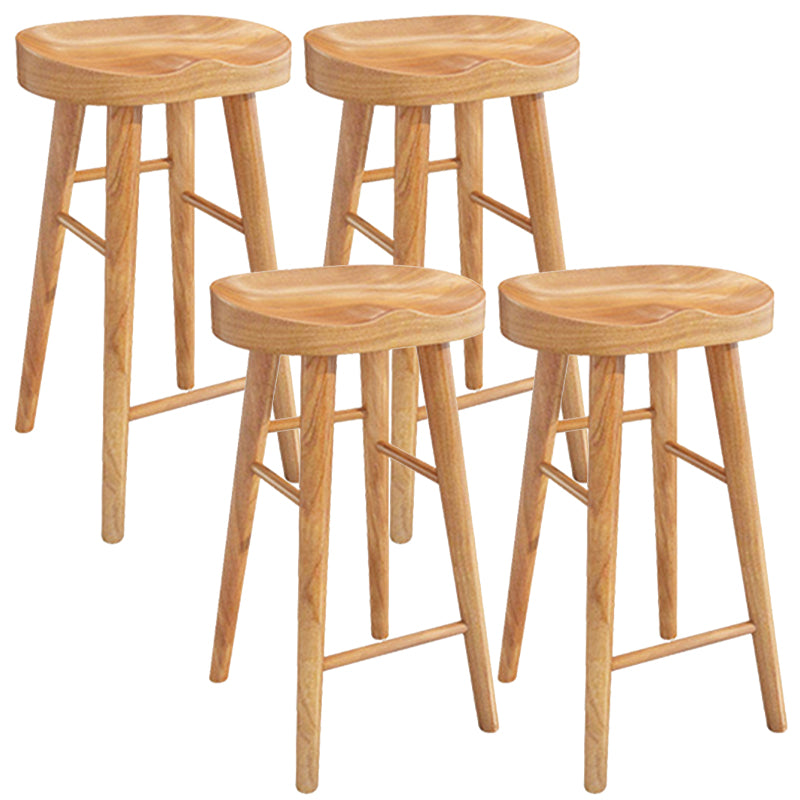 Solid Wood Dining Stool Contemporary Bar Stools with Footrest