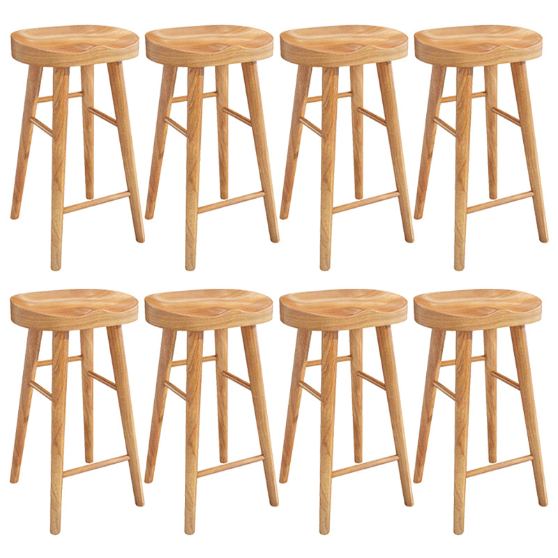 Solid Wood Dining Stool Contemporary Bar Stools with Footrest