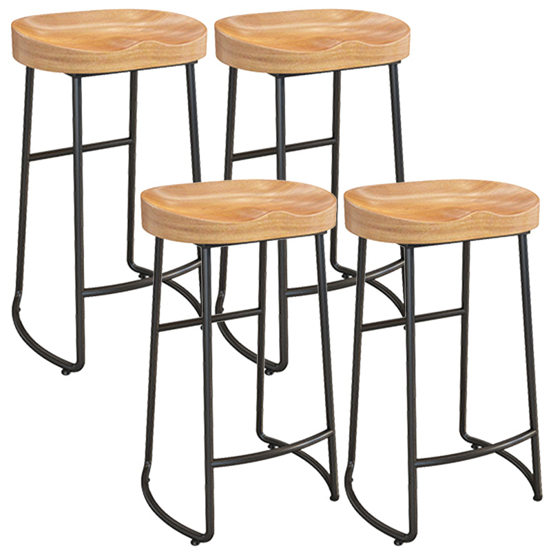 Solid Wood Dining Stool Contemporary Bar Stools with Footrest