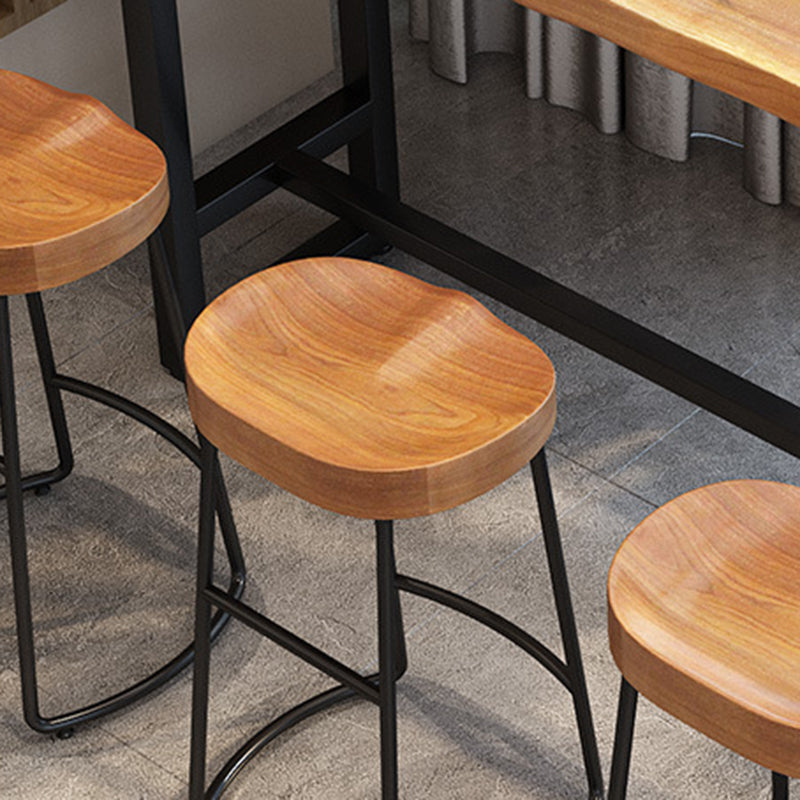 Solid Wood Dining Stool Contemporary Bar Stools with Footrest