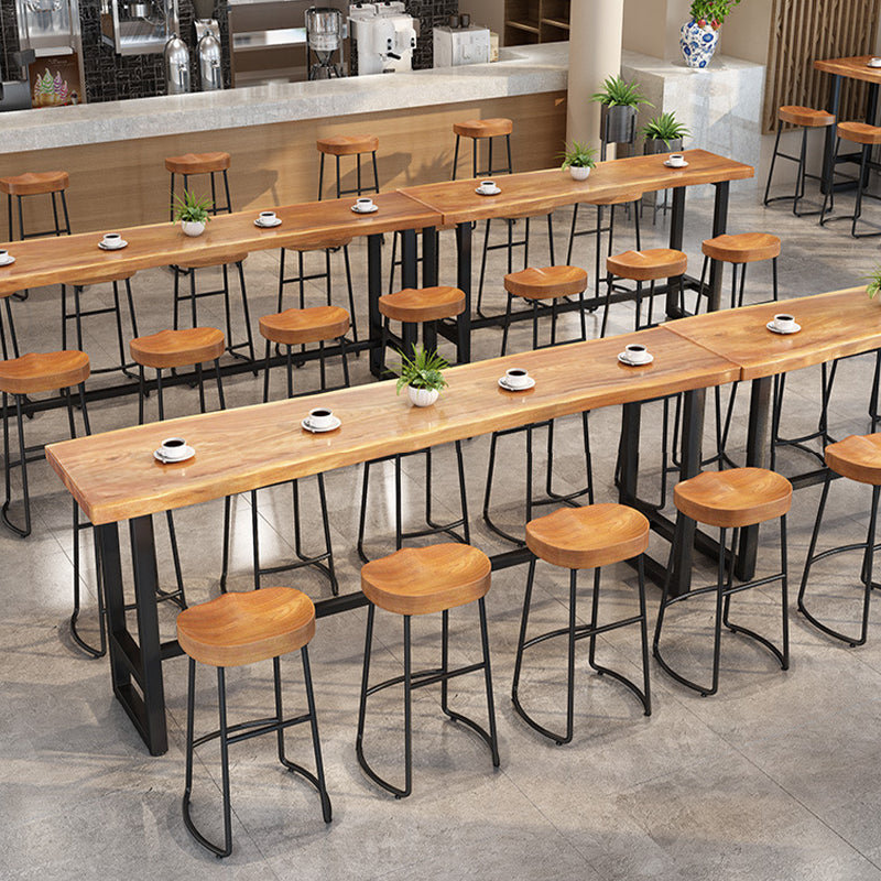 Solid Wood Dining Stool Contemporary Bar Stools with Footrest