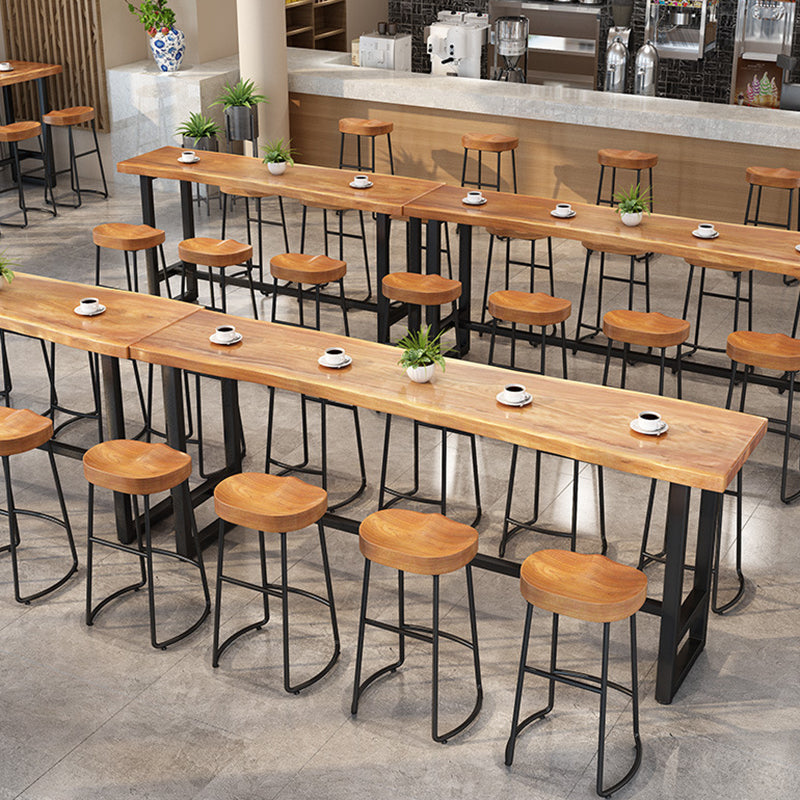 Solid Wood Dining Stool Contemporary Bar Stools with Footrest