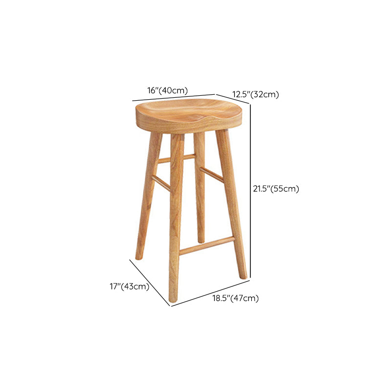 Solid Wood Dining Stool Contemporary Bar Stools with Footrest