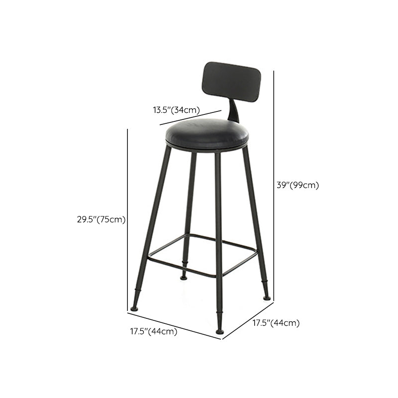 Industrial Backrest Bar Stools Metal Barstool with Metal Legs