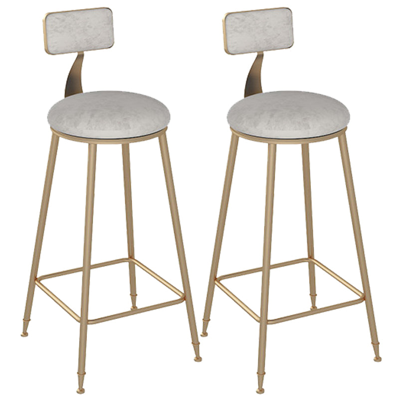 Metal Base Backrest Dining Stools Glam Round Bar Stools with Cushion