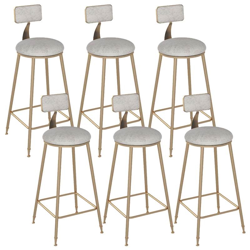 Metal Base Backrest Dining Stools Glam Round Bar Stools with Cushion