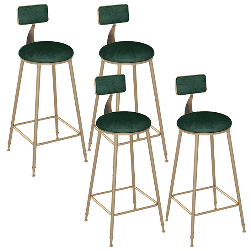 Metal Base Backrest Dining Stools Glam Round Bar Stools with Cushion