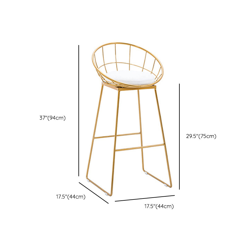 Gold Metal Base Dining Stools Low Back Round Bar Stools with Footrest