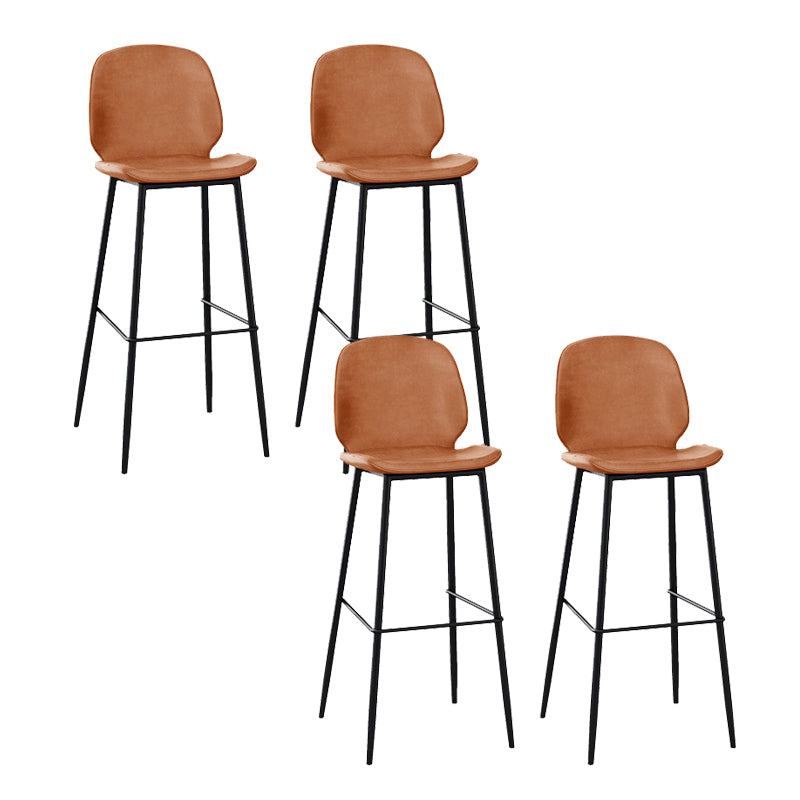 Contemporary Faux Leather Bar Stool Armless Backrest Bar Stool