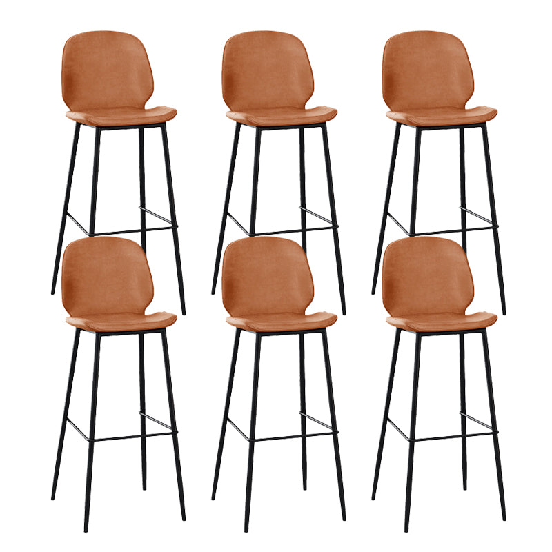 Contemporary Faux Leather Bar Stool Armless Backrest Bar Stool