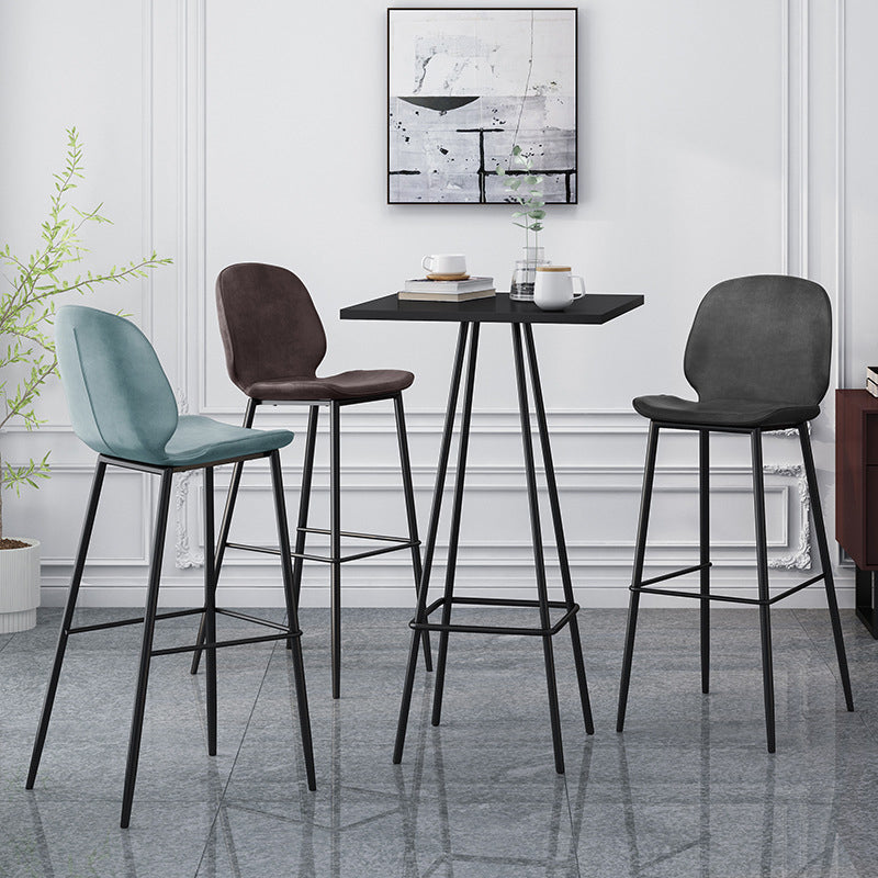 Contemporary Faux Leather Bar Stool Armless Backrest Bar Stool