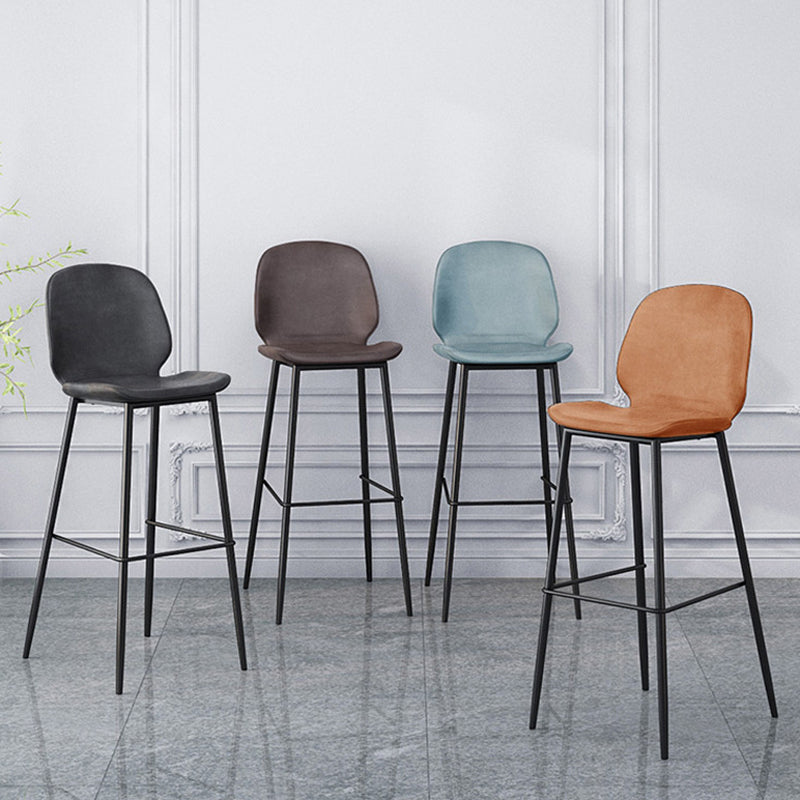 Contemporary Faux Leather Bar Stool Armless Backrest Bar Stool