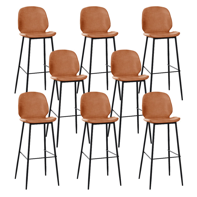 Contemporary Faux Leather Bar Stool Armless Backrest Bar Stool