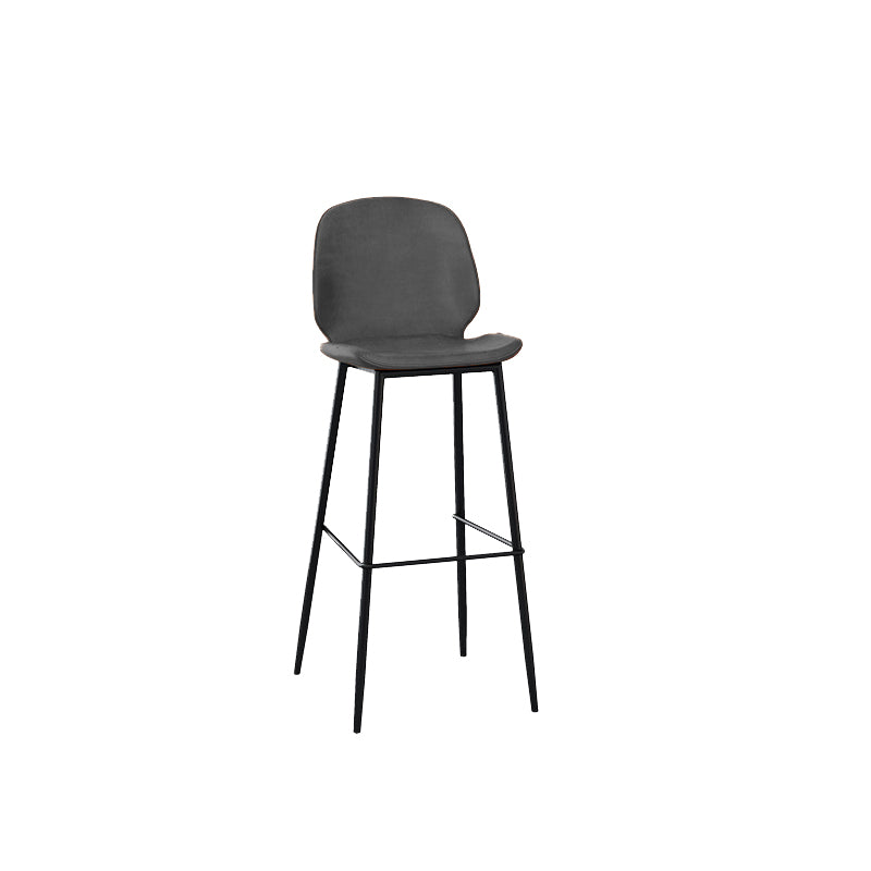 Contemporary Faux Leather Bar Stool Armless Backrest Bar Stool