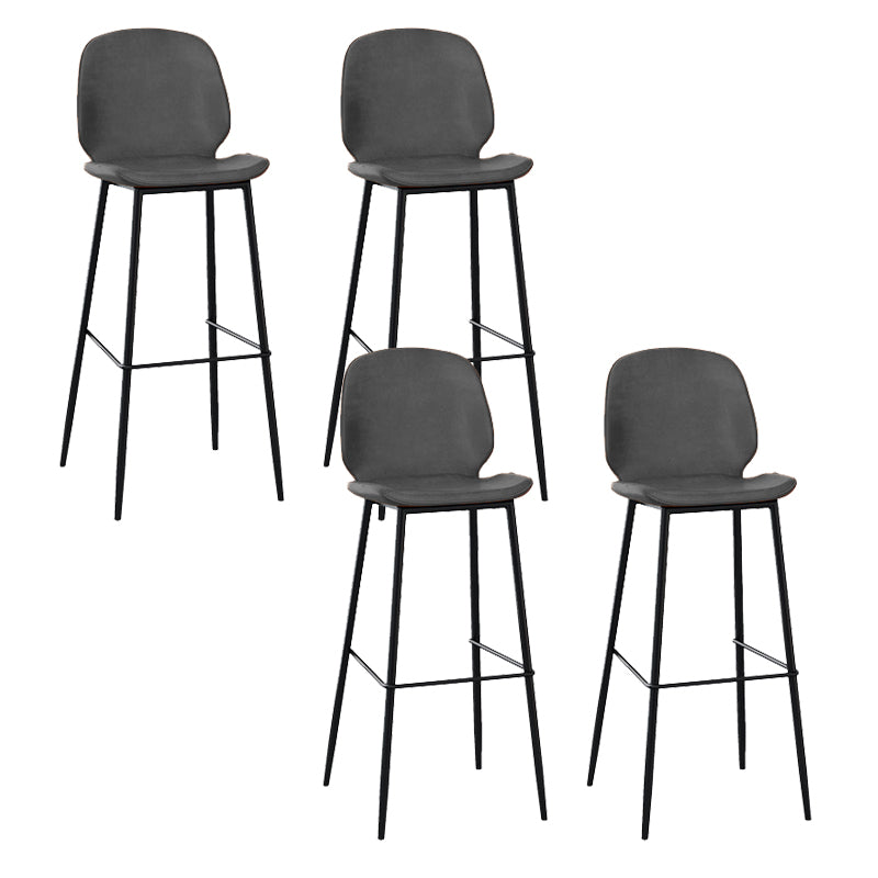 Contemporary Faux Leather Bar Stool Armless Backrest Bar Stool