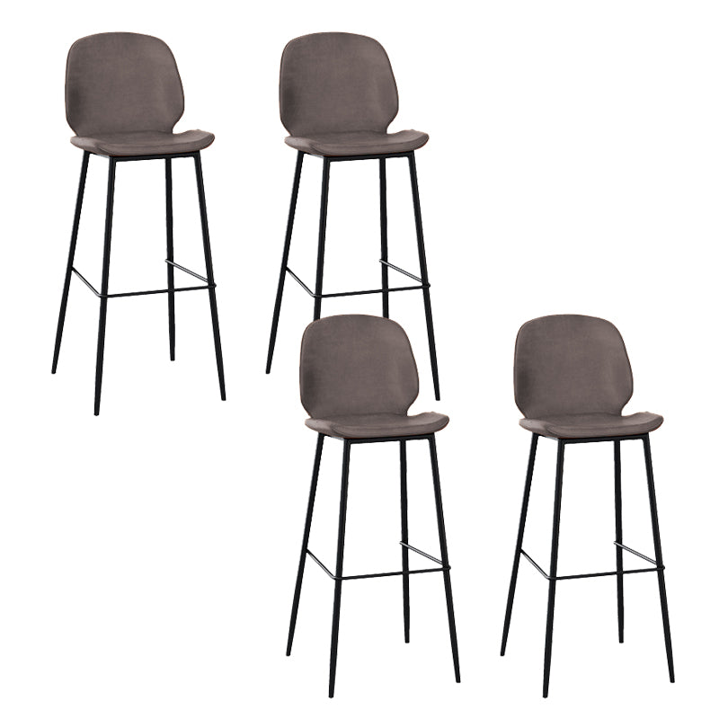 Contemporary Faux Leather Bar Stool Armless Backrest Bar Stool