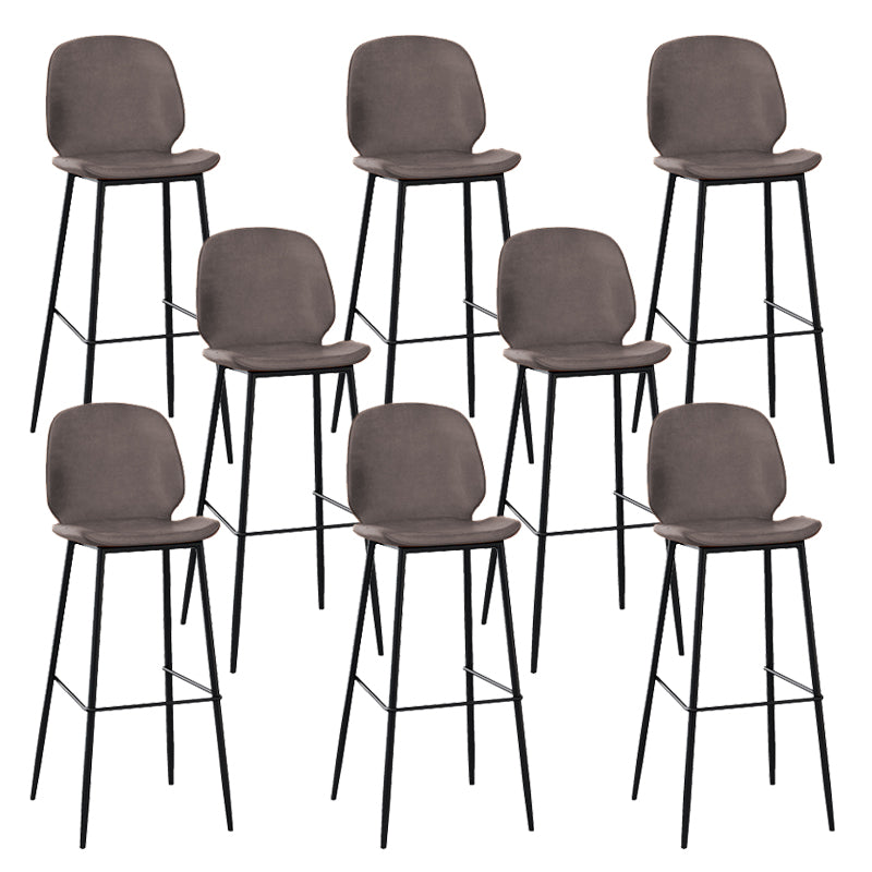 Contemporary Faux Leather Bar Stool Armless Backrest Bar Stool