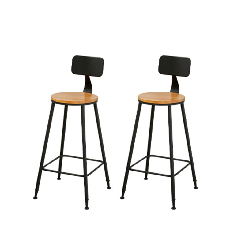 Industrial Bar Stools Solid Wood Armless Barstool in Natural