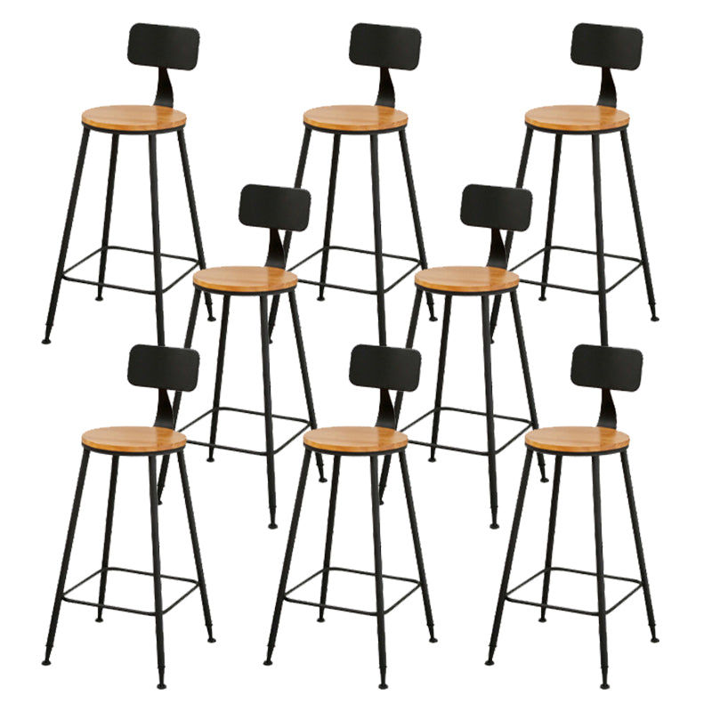 Industrial Bar Stools Solid Wood Armless Barstool in Natural
